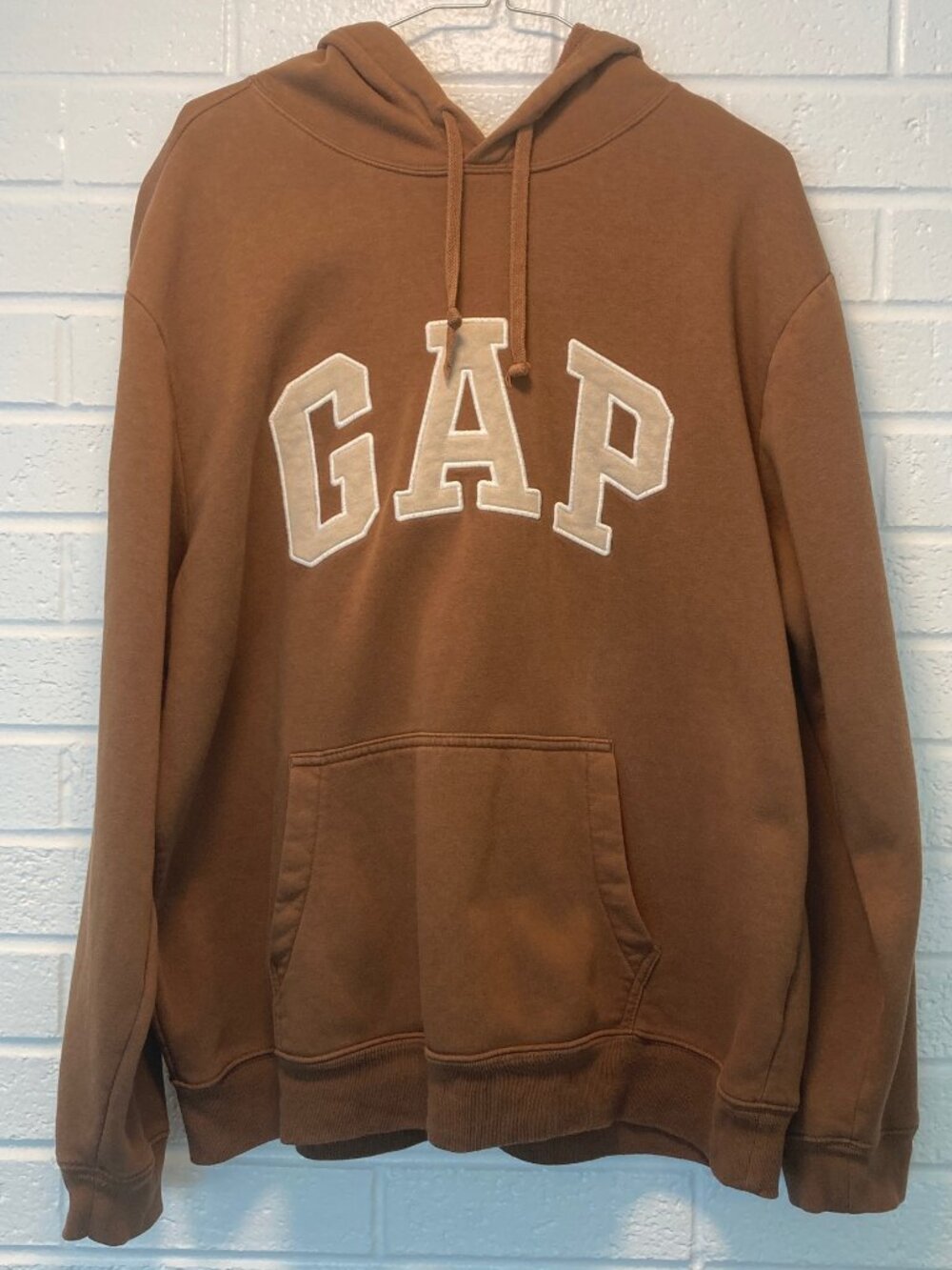 Gap Classic Arch Logo Pullover Fleece Hoodie Brown Cocoa Men's Size L